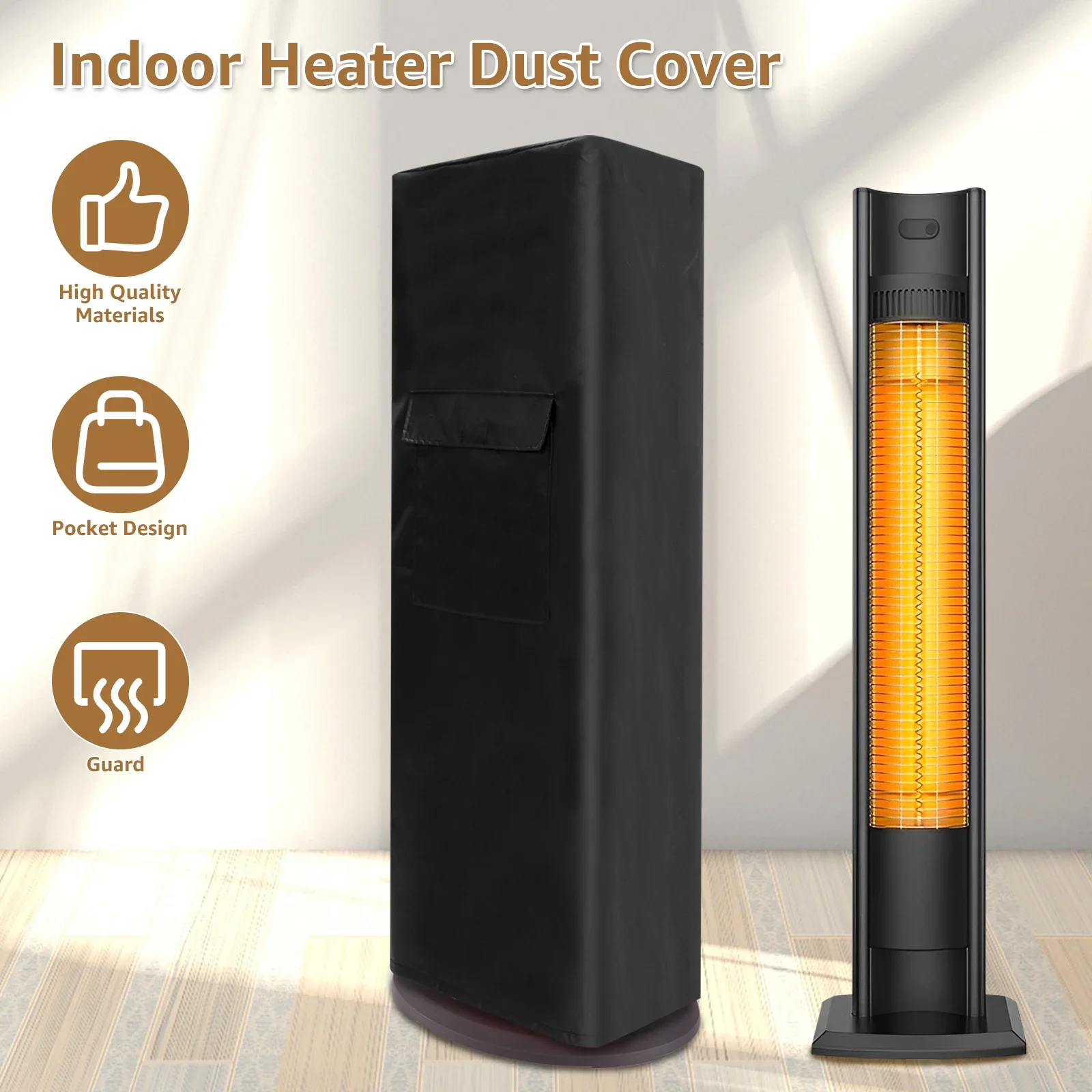 For Patio Heater Cover Waterproof Outdoor Heater Cover with Zipper and Drawstring Heavy-Duty Electric Heater Protective Cover