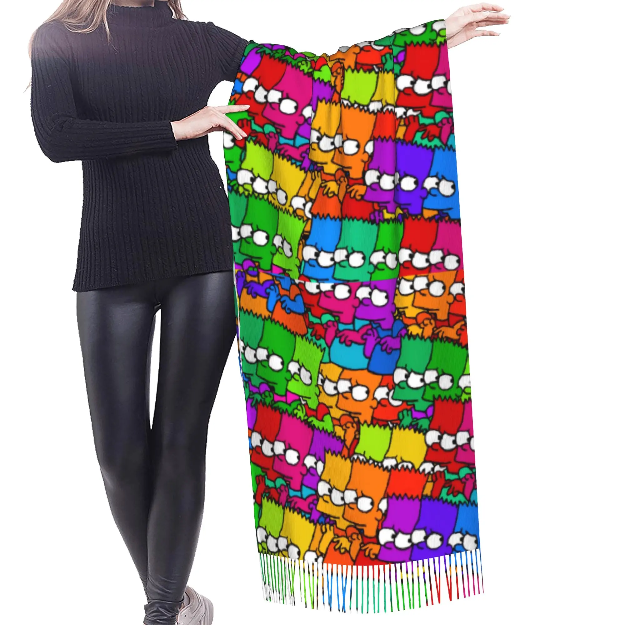 Custom Printed S-Simpsonsed Anime Scarf  Men Women Winter Fall Warm Scarves Homer Cartoon Shawl Wrap