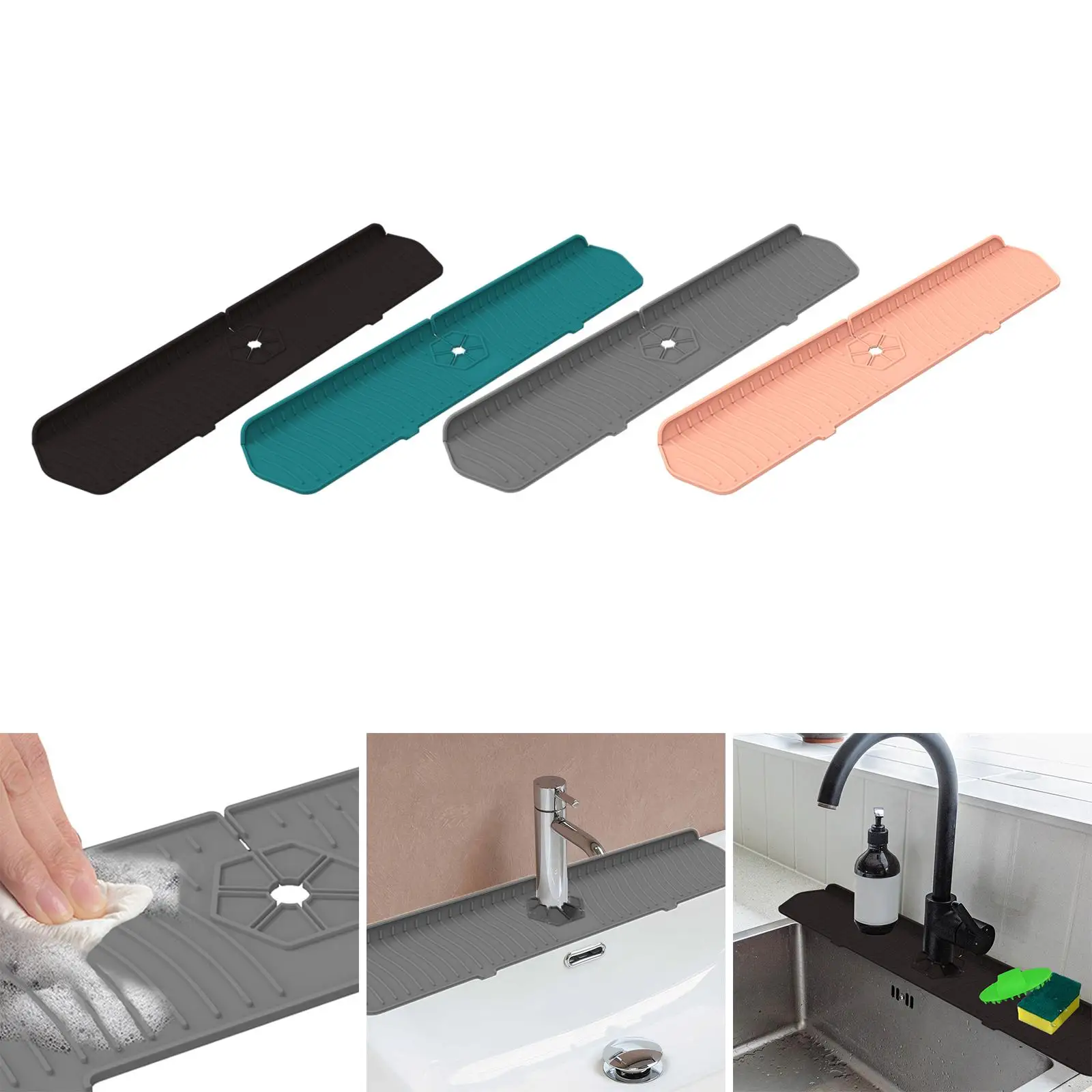 Faucet Absorbent Pad Wrap Around Design Faucet Splash Proof Mat for Hotel