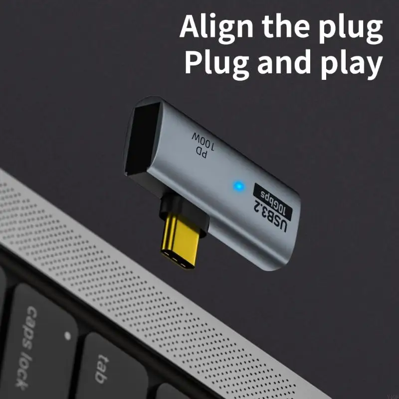 Y4QF อลูมิเนียมอัลลอยด์ประเภท C Hub Adapter รองรับ 10Gbps OTG และ PD 100W ชาร์จเร็ว