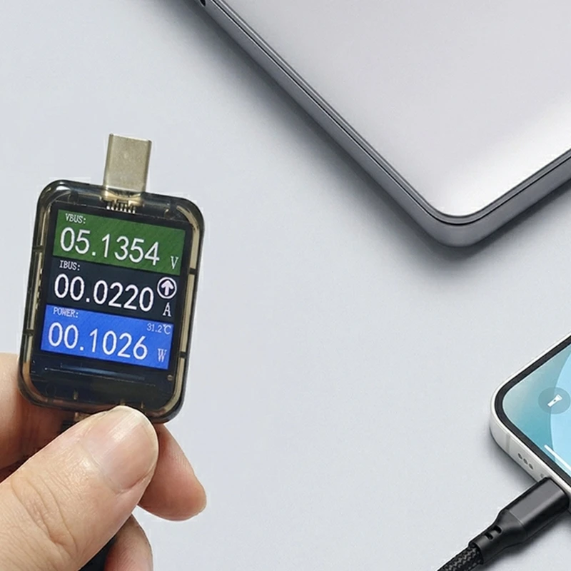 P5EA Fast Charging Tester USB C Inlines Meter, 0-6A Current and 240W Power Reader
