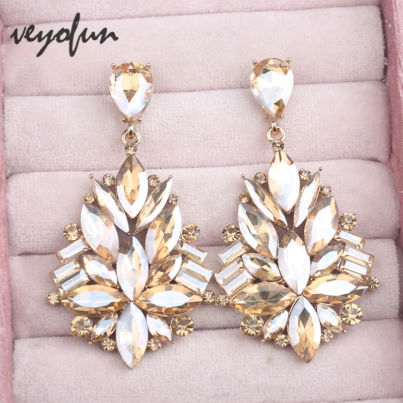 Veyofun Luxury Crystal Drop Earrings Hyperbole Bridal Earrings For Women Fashion Jewelry New Gift