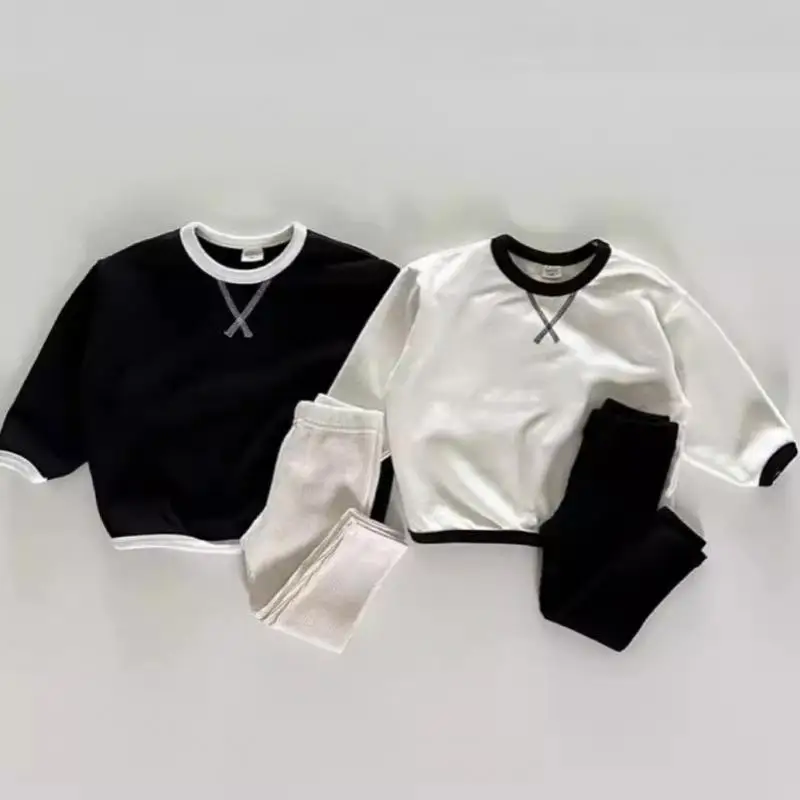 2024 Autumn New Baby Long Sleeve T Shirts Solid Infant Boy Versatile Casual Tops Toddler Girl Cotton Sweatshirt Children Clothes