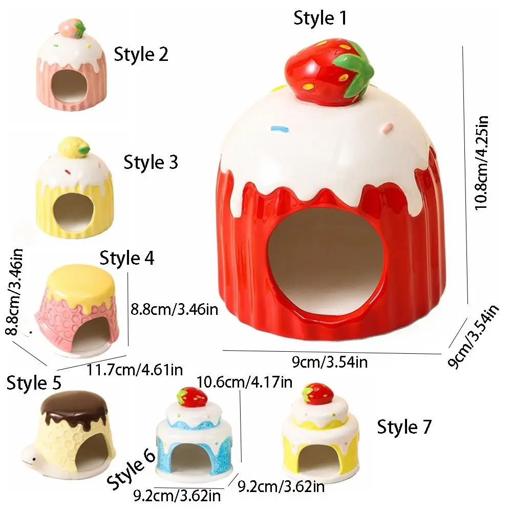 ハムスター造園用品セラミックハムスター巣ケーキ型冷却ペット小さな家かわいいクリエイティブハムスターベッド夏