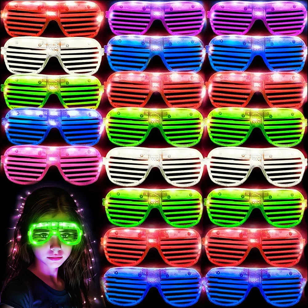 LED Glasses Glow In The Dark Party Supplies Kids Adult Rave Neon Glasses Flashing Sunglasses Light Up Gift for Birthday Wedding