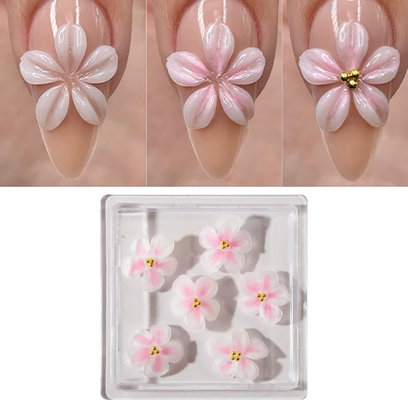 1 doos 3D Zijbloem Acryl Gesneden Bloem Ontwerp Decoratie Sieraden Accessoires Nagel Glanzende Steentjes DIY Benodigdheden