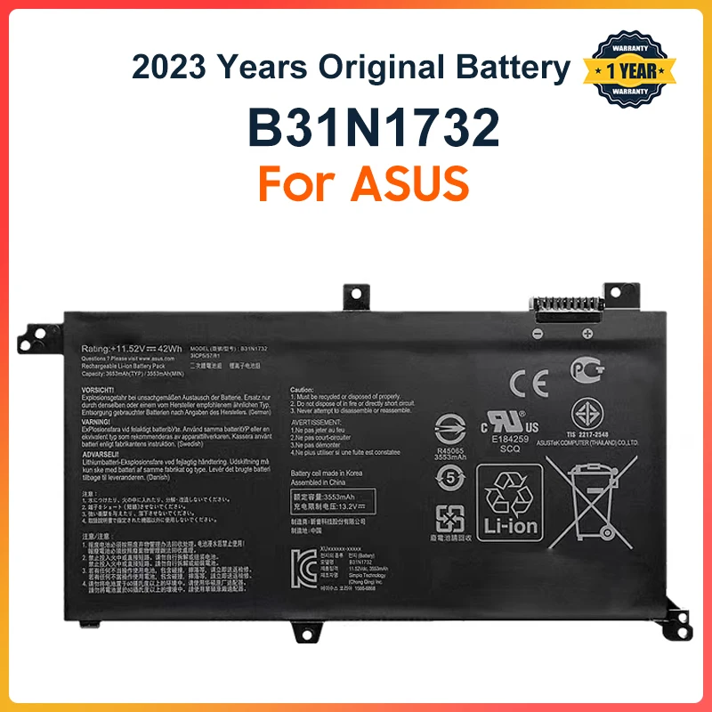 B31N1732 Laptop Battery for ASUS VivoBook X430UA X430UF X430UN X430FA X430FN X571G X571LH X571GT 11.52V 42WH