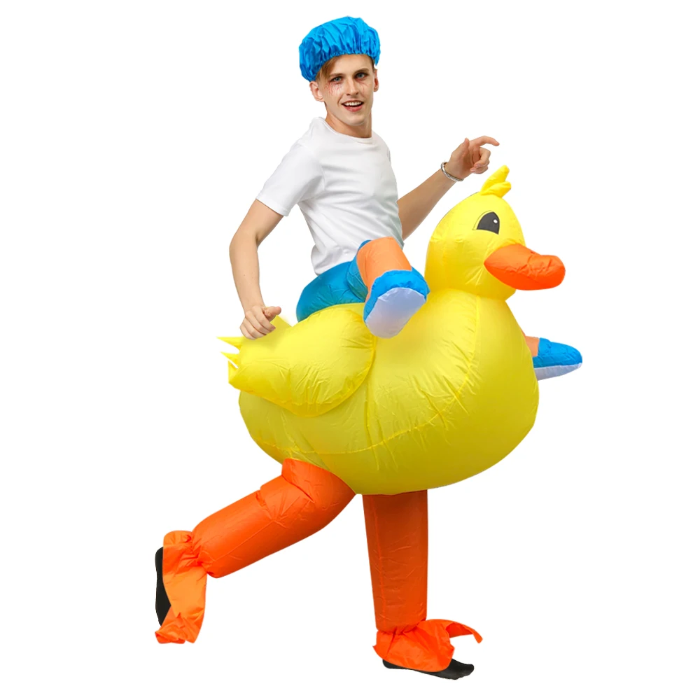 Adults Inflatable Yellow Duck Costume Halloween Costumes for Women Men Animal Cosplay Carnival Costume Party Fancy Dress