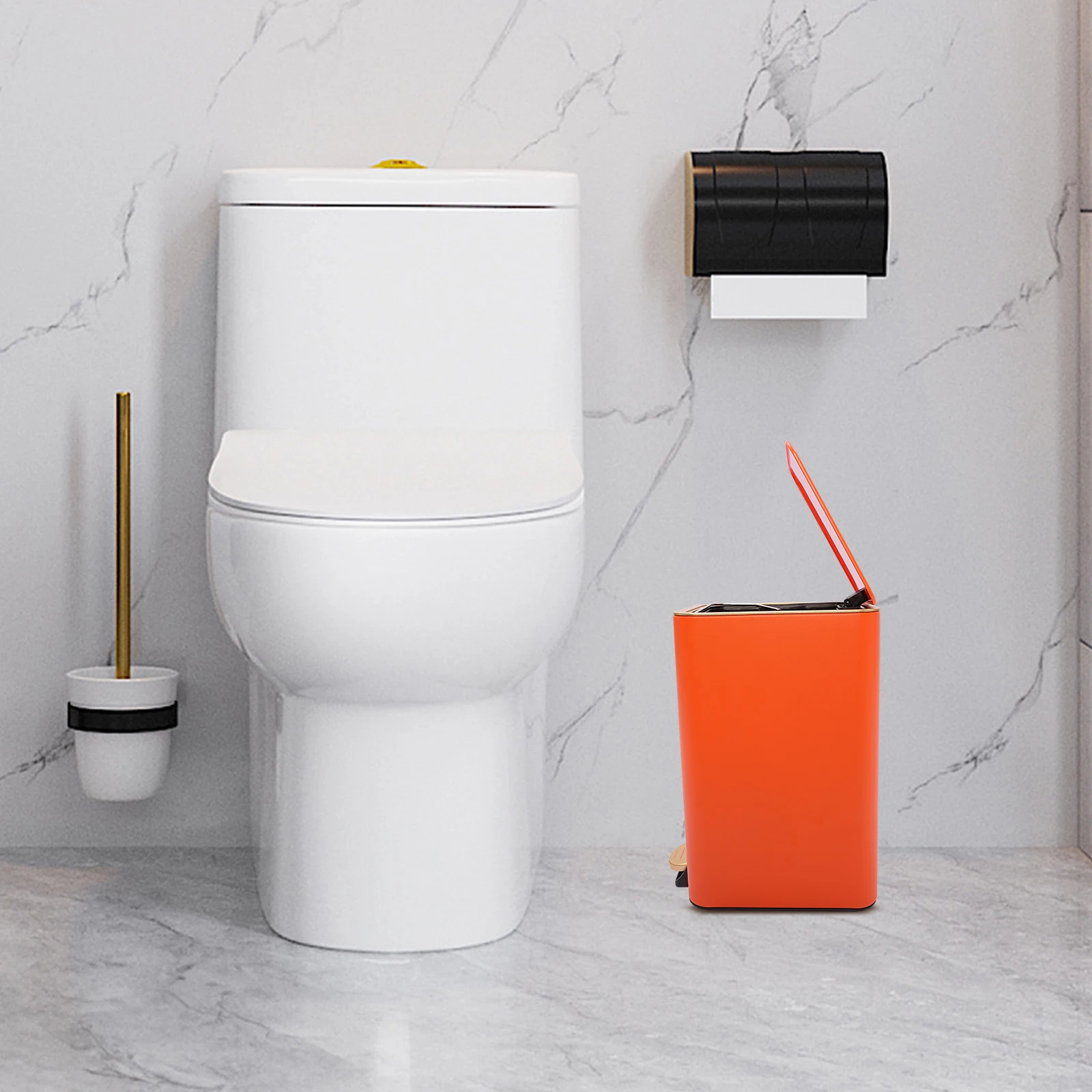 

3.17Gal 12L Large Capacity Pedal Trash Can, Hydraulic Slow Closing Design Quiet Operation, Prevent Pets From Getting Into Trash