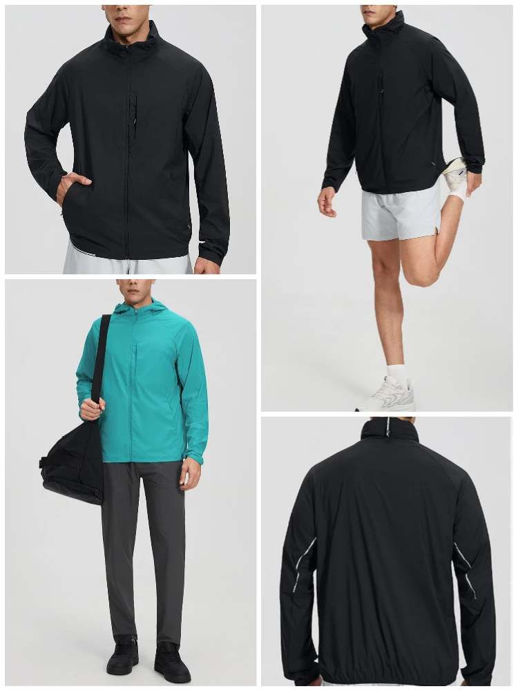 Herren Regenjacke Wasserdicht Leicht Reflektierend Packbare Regenjacke mit Reißverschluss Wanderjacken für Laufen Radfahren Golf Angeln – Detail 11