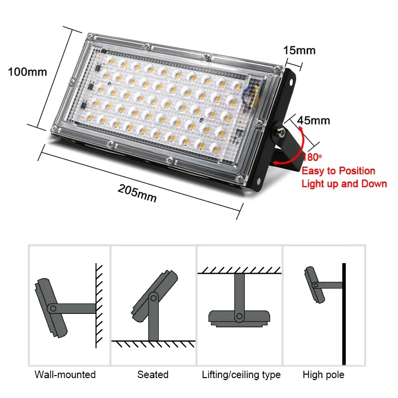 AC 220V LED Grow Light 50W Full Spectrum Light Phyto Lamp For Outdoor Hydroponic Greenhouse Flower Seeds Plant Growing Lamps