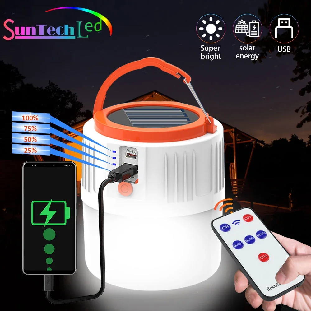 

LED Solar Light,USB Rechargeable Outdoor LED Bulb Emergency Light Power Output Camping Fishing Night Market Waterproof Lights