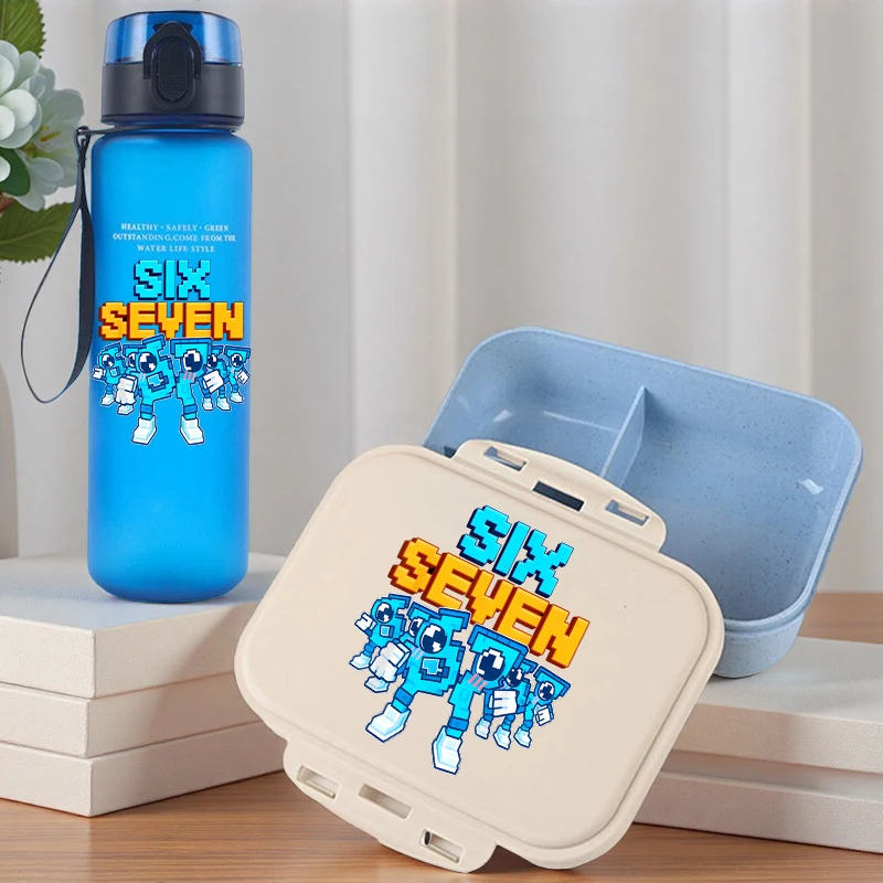 2 Stück Steal A Brainrot Bento Lunchbox Wasserflasche 67 Six Seven Cartoon Bedruckte Lunchbox Jungen Schulbedarf Kindergeschenke