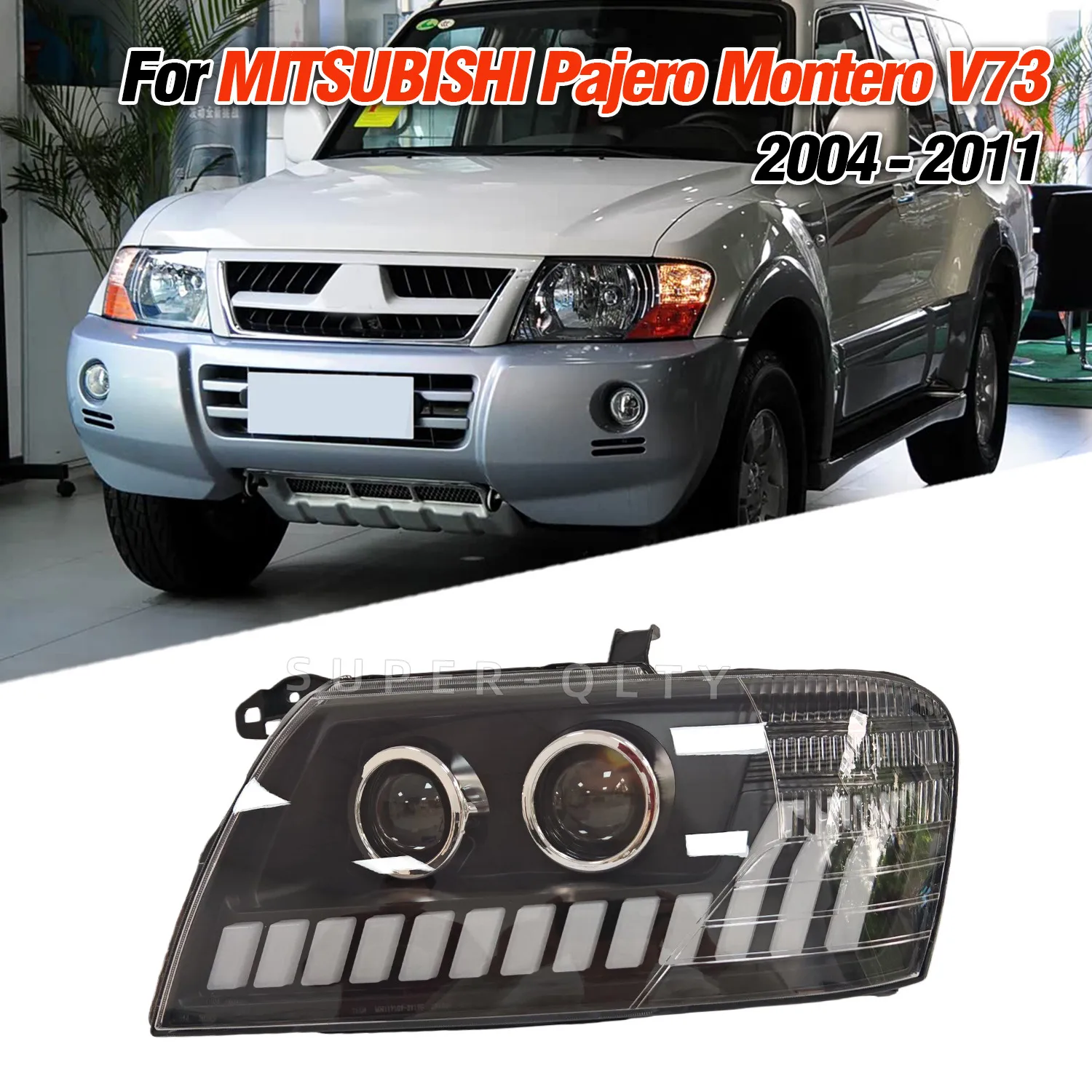 

Headlights For MITSUBISHI Pajero Montero V73 2004-2011 Head Lamp Upgraded LED Headlights With Dynamic Turn Signal 2 PCS