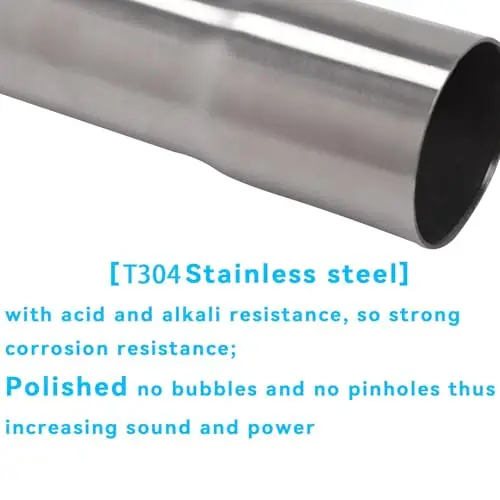 

18 Inch Straight T304 Stainless Steel Exhaust Tubing 2.25 Inch OD To ID Universal Connector