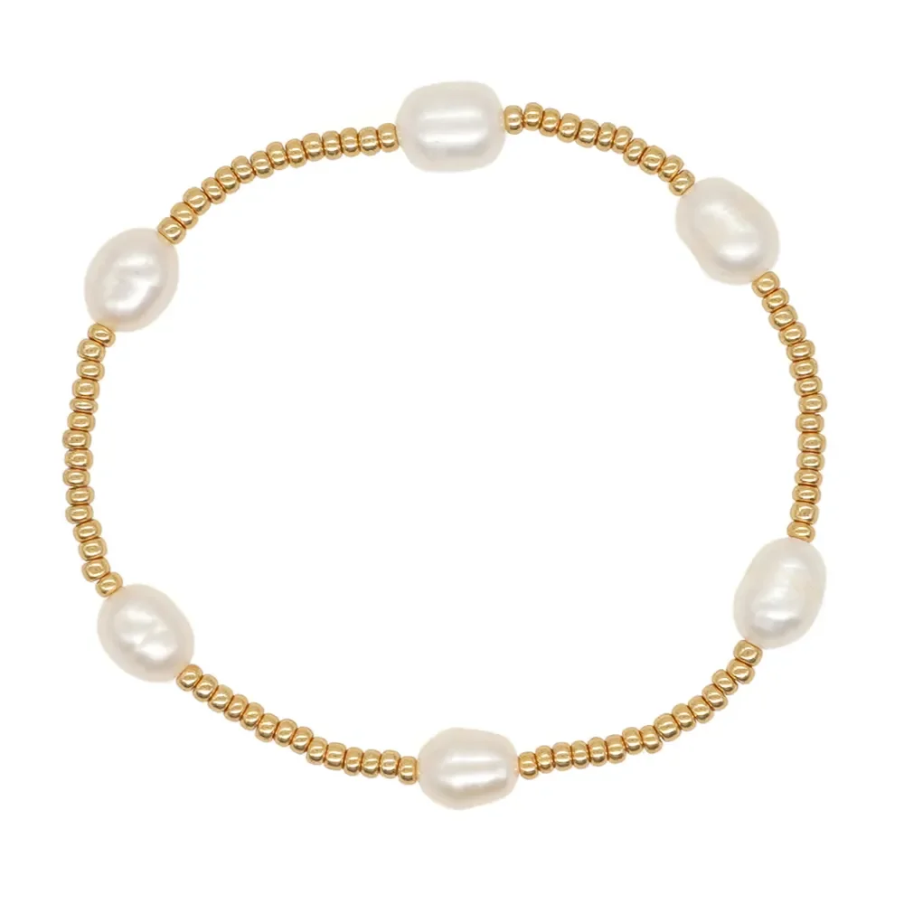 KKBEAD Natural Pearl Bracelet Set Jewelry for Women Gold Plated Miyuki Pulseras Mujer