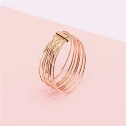 Simple Shining High Quality Rings for Women Plated Rose Gold Seven Circle Rings Classic Party Fashion Jewelry