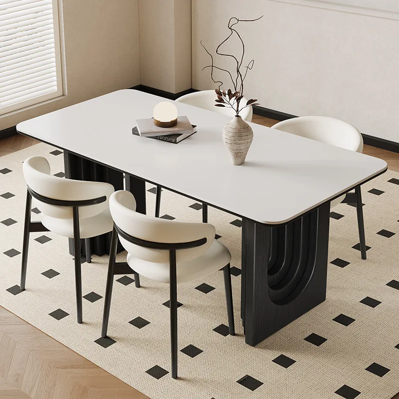

Delifeng slate dining table, ancient style solid wood dining table and chair combination modern simple retro style small apartme