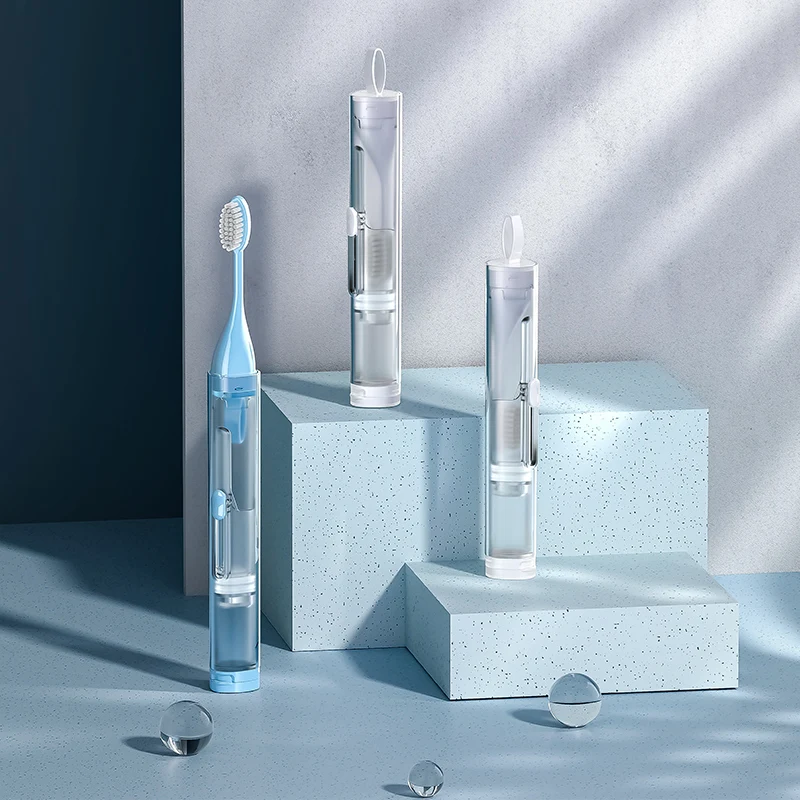 STLF New Design 2 in 1  Portable  Essential Travel Toothbrush Set with Toothpaste Inside