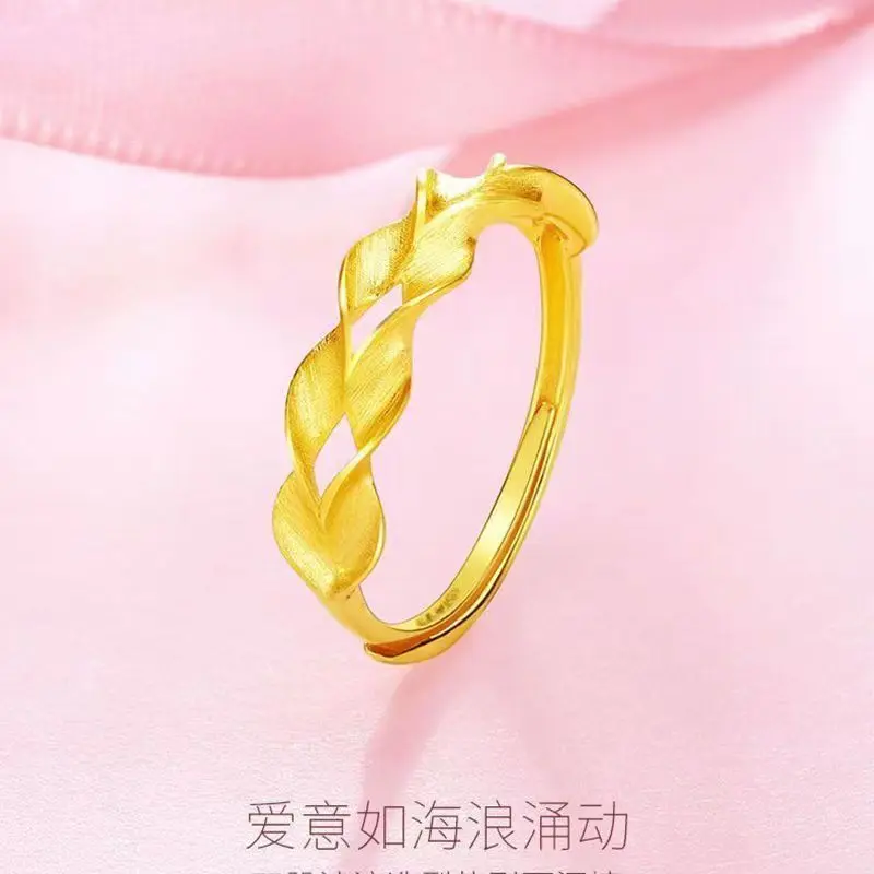 2026 Vietnamese Sand Gold Wheat Ear Ring For Women Open Adjustable Frosted Index Finger Ring Imitation Gold Plated Shiny Solid G