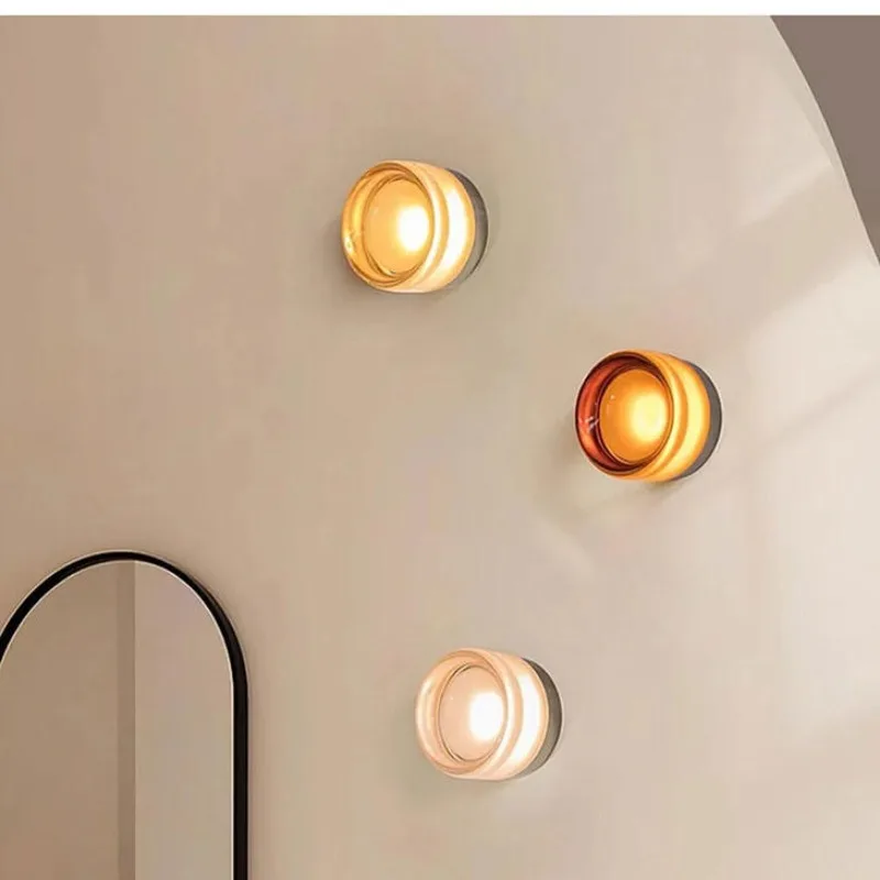 

Minimalist glass wall lamp designer living room background wall bedroom bedside ambient light decoration bathroom mirror headlig