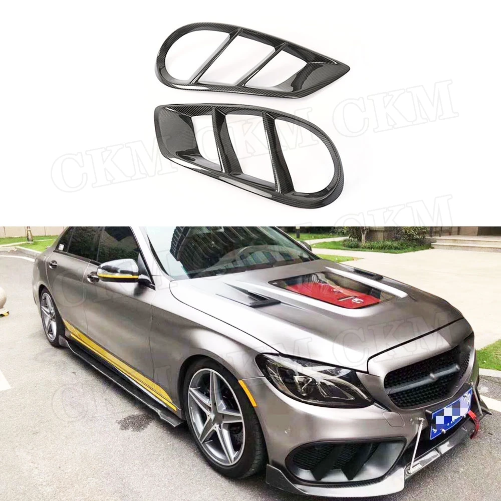 

Fog Lamp Mesh Grill Frame Carbon Fiber For Benz W205 C63 C180 C200 Sport 2015-2018 Front Bumper Air Vent Outlet Cover Trim FRP