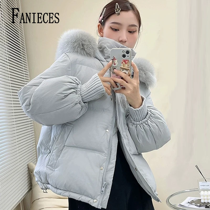 

2024 Winter New In Women Coat Faux Fur Hooded Zipper Overcoat Casual Solid Oversized Outerwears Fashion High Street Jackets