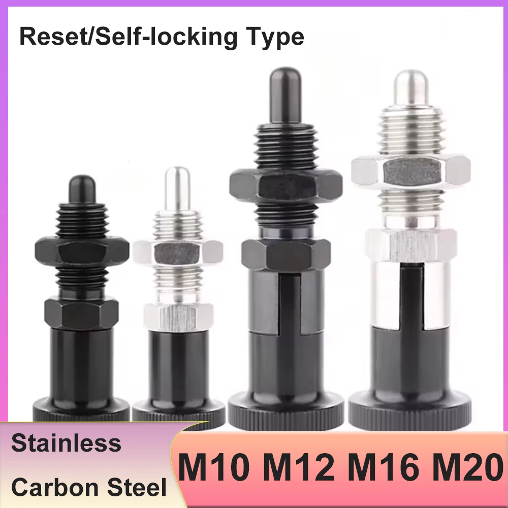 1pcs Knob Plunger Reset/Self-locking M10 M12 M16 M20 Stainless Carbon Steel  Spring Index Plunger Locating Pin Hardware Fastener