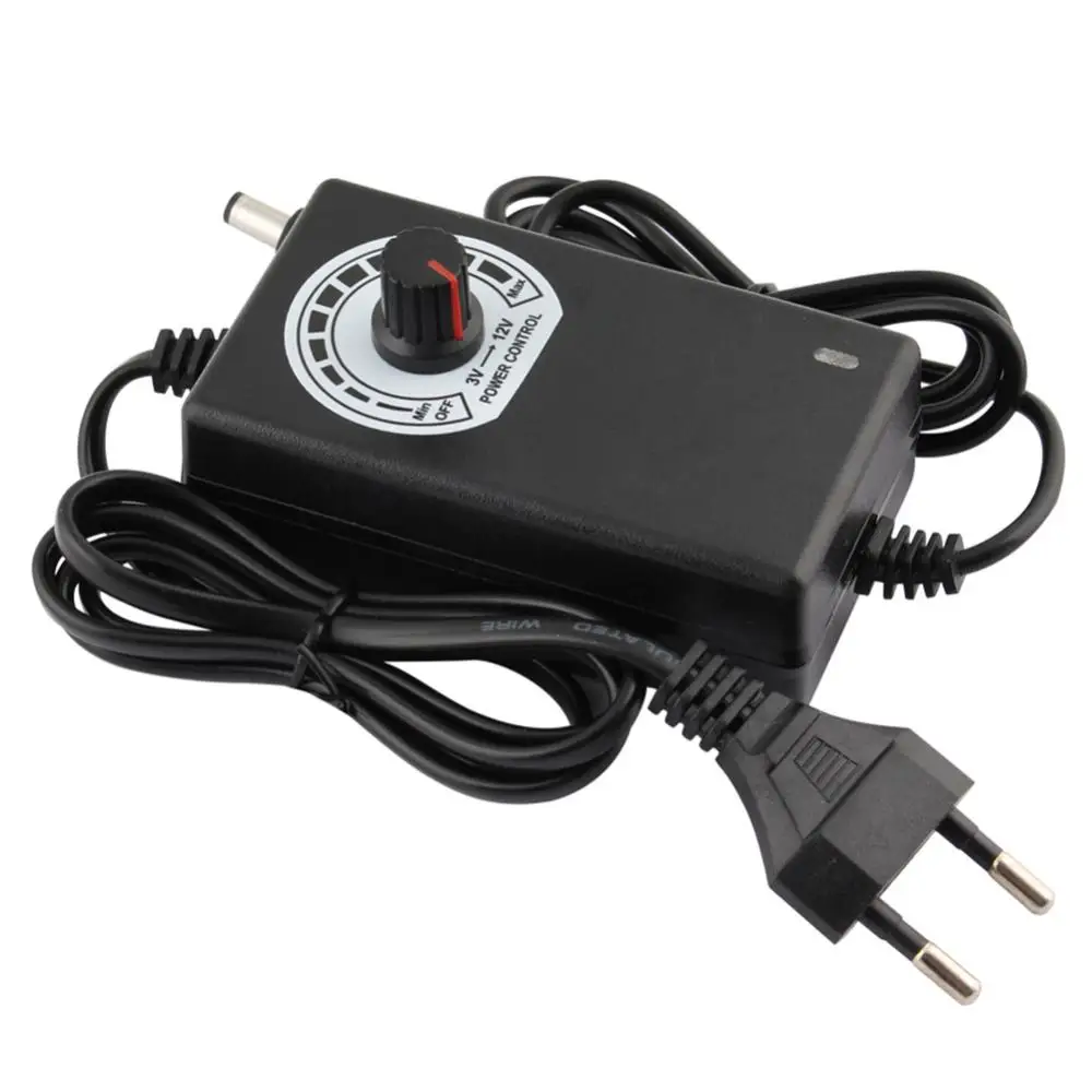 3V-12V 2A 24W Adjustable Power Supply Adapter Motor Voltage Regulator US/EU Plug