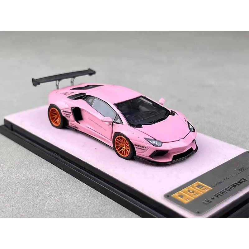 PGM 1:64 LBWK Aventador LP700 PINK Full Open Door Diecast Diorama Car Model Collection Miniature Toys