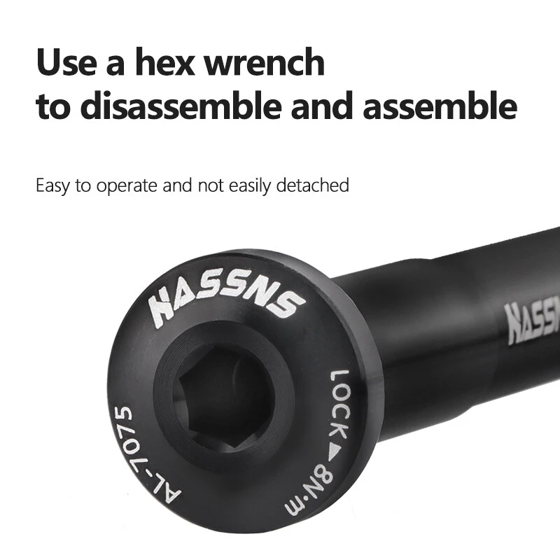 HASSNS MTB เพลา 15x100 15x110 12x142 12x100 12x148 จักรยานอลูมิเนียม Barrel SHAFT Rod 12 มม.15 มม.ส้อมเพลา