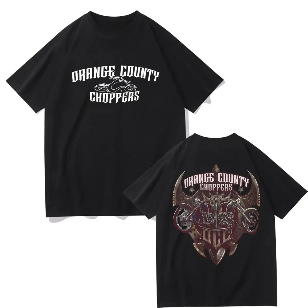 Hip Hop Streetwear Oversized T-shirts Fashion Tees Men's Short Sleeve West Coast Choppers Cross Frame Print Tshirt Summer Male