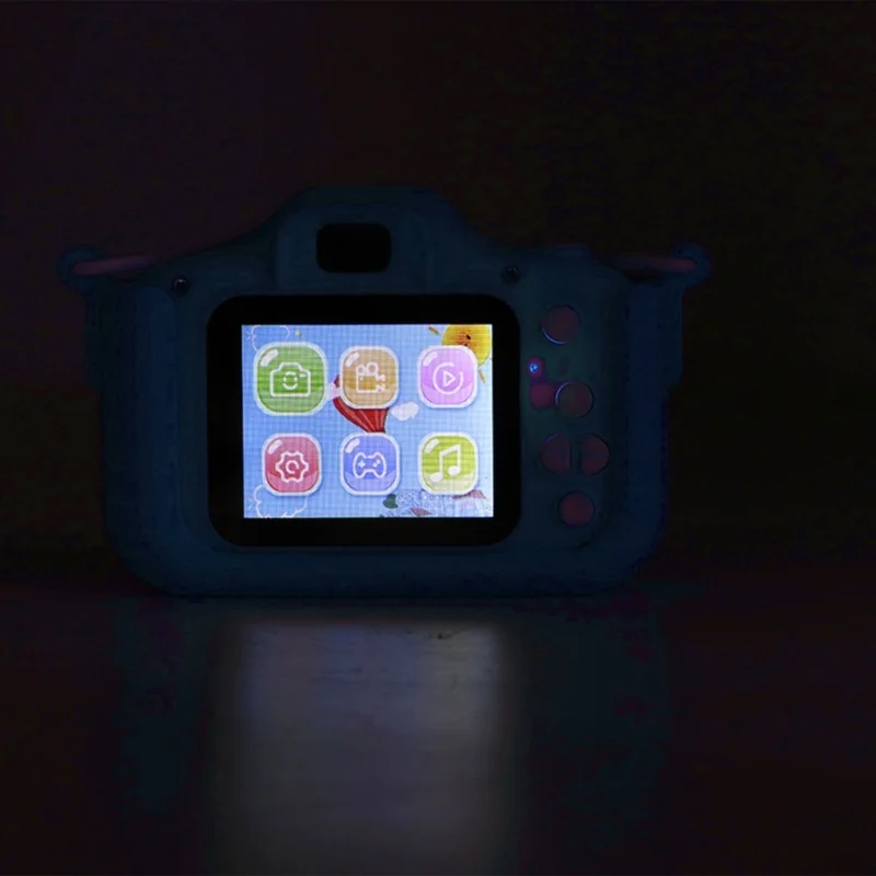 Caméra vidéo en Silicone pour tout-petits, Mini jouet avec corde de transport pour enfants, bleu