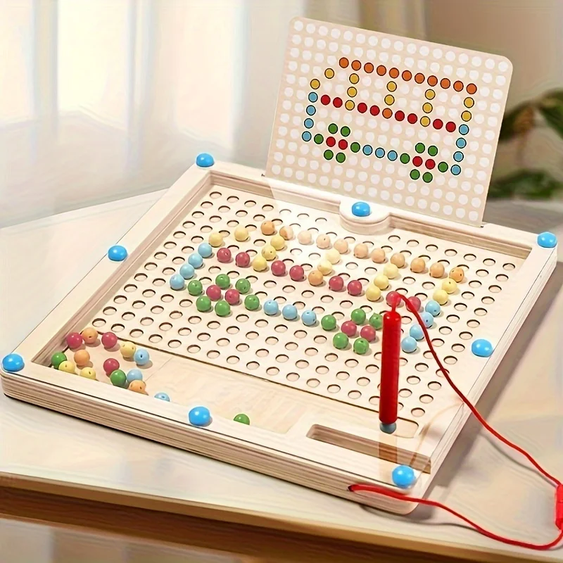 Montessori Wooden Magnetic Walkway Pen Training Drawing Board 2-in-1 Flight Chess Thinking Logic Puzzle Educational Sensory Toys