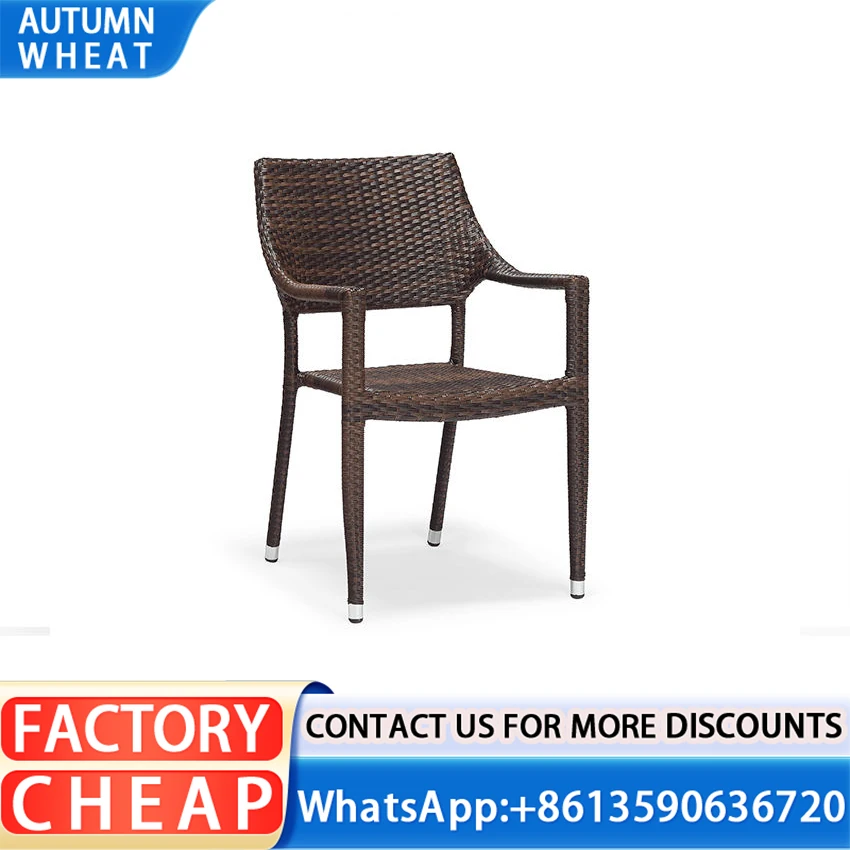 Restaurant Dining Garden Outdoor Furniture PE Rattan Woven Rope Chair Set Retro Wicker Bistro Chairs