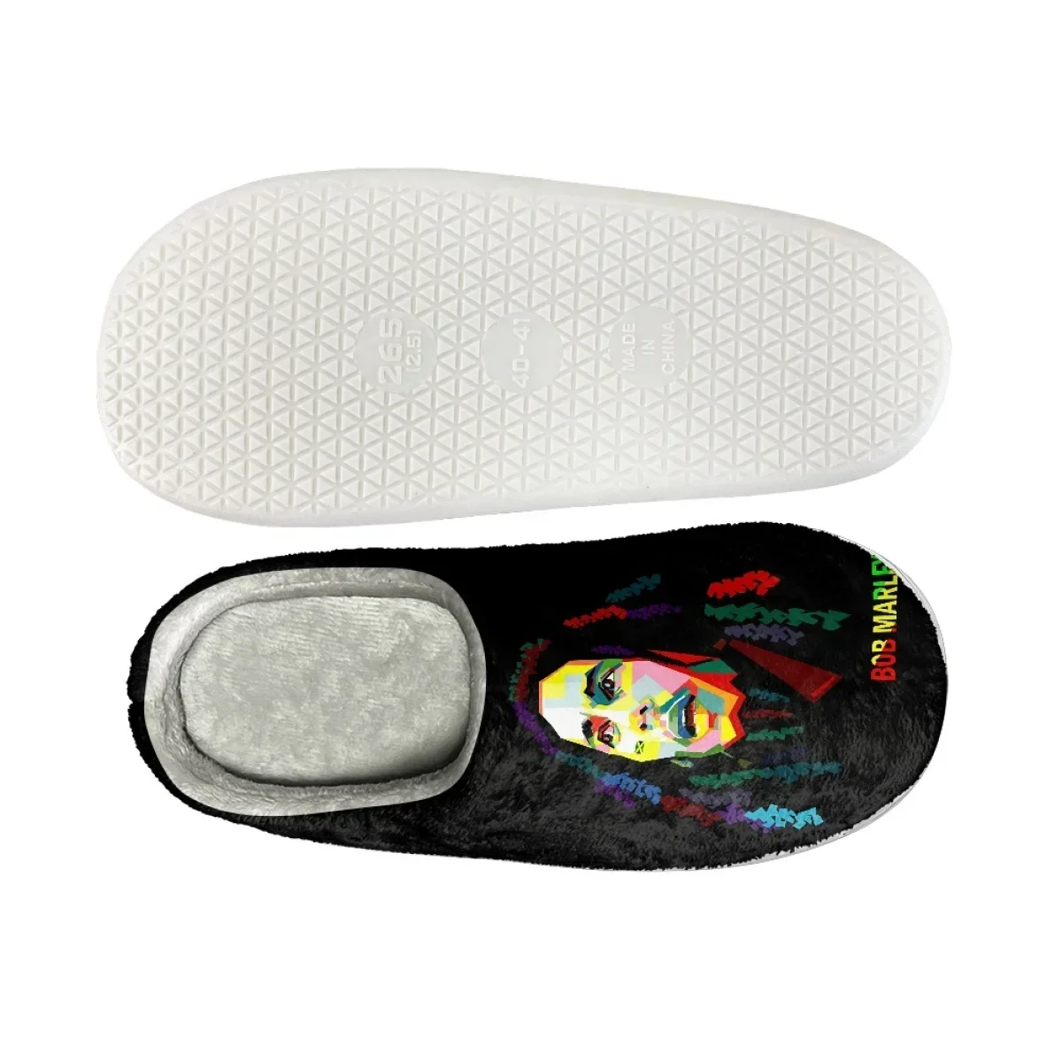 Jamaica Singer Slippers Bob Marley Print Warm Fuzzy Shoes Design Custom Name Anti-slip Women Round Toe Soft Zapatos Para Mujeres