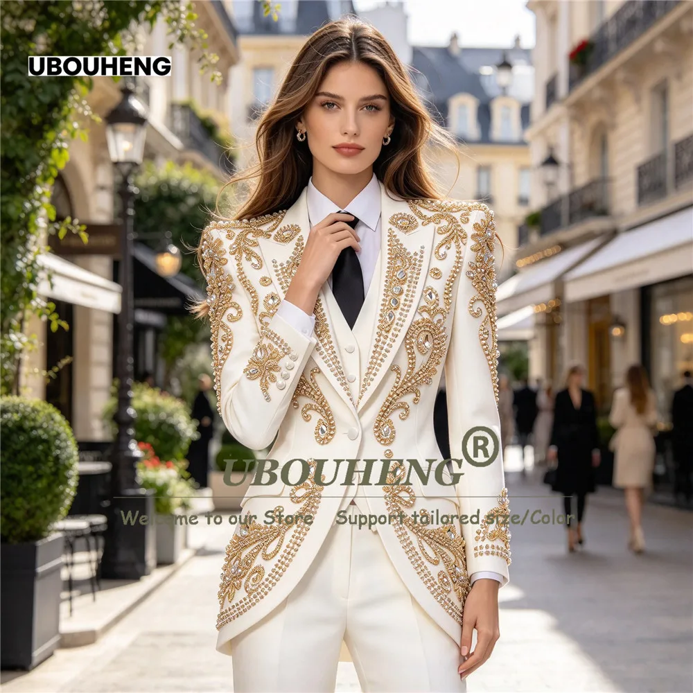 Twinkling Beading Sequin Women Tuxedo Suit Slim Fit Single Breasted Prom Blazer WIth Cape Customized Bride's Mother Dress Luxury