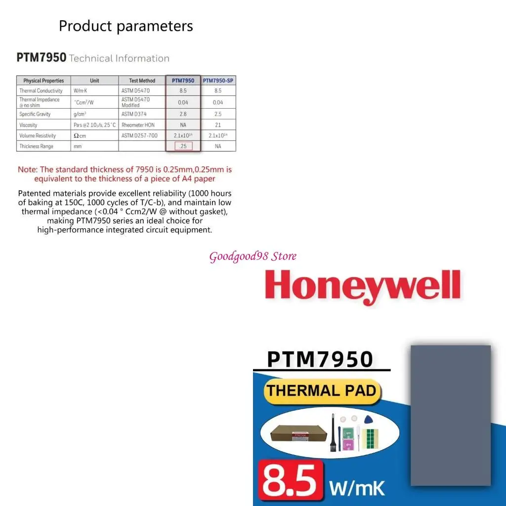 PTM7950 Thermal Silicone Grease Pad,Notebook Computer CPU GPU Phase-change Heat Conduction Silicone Paste Gasket W8EC