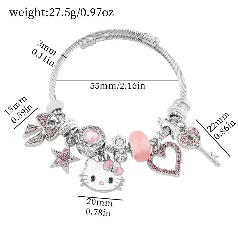 Sanrio Hello Kitty Pandora Bracelet Jewelry Cute Cartoon Anime Kuromi Fashion Ladies Bracelet Girlfriend Valentine Day Gifts