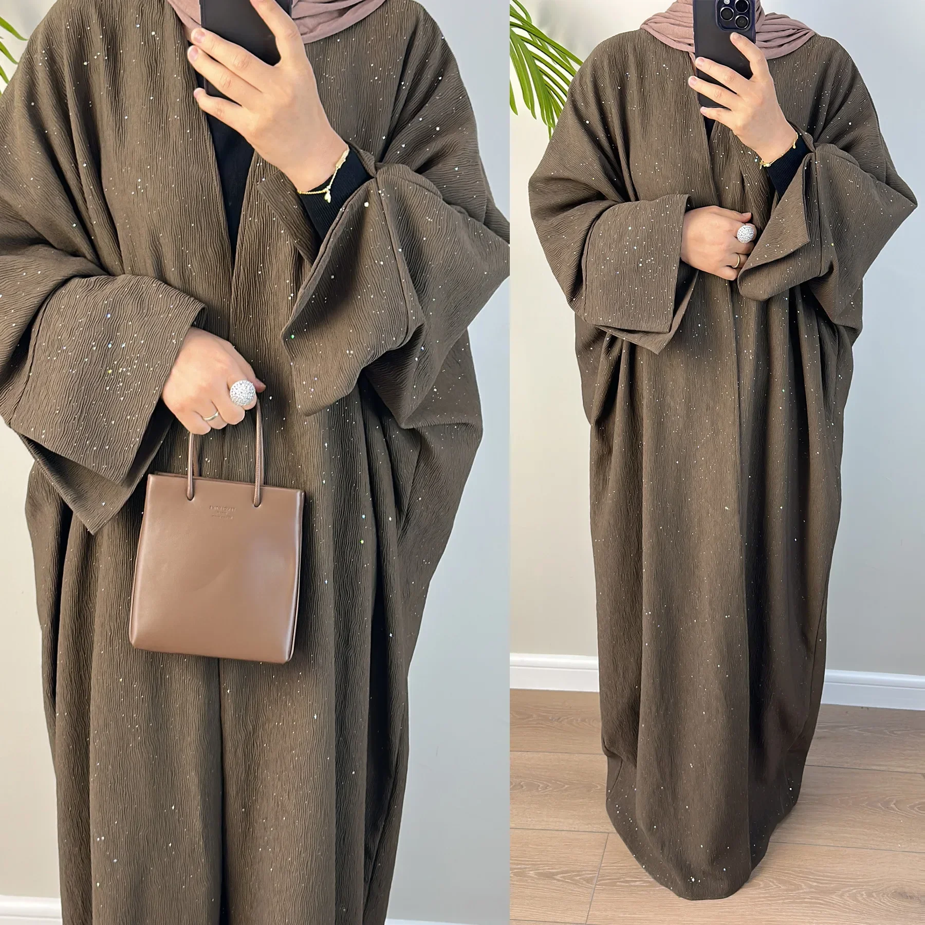 

Dubai Turkey Muslim Dress Autumn Winter Elegant Thickened Dress Women Abaya Solid Robe Middle Eastern Saudi Arabia Eid Clothes