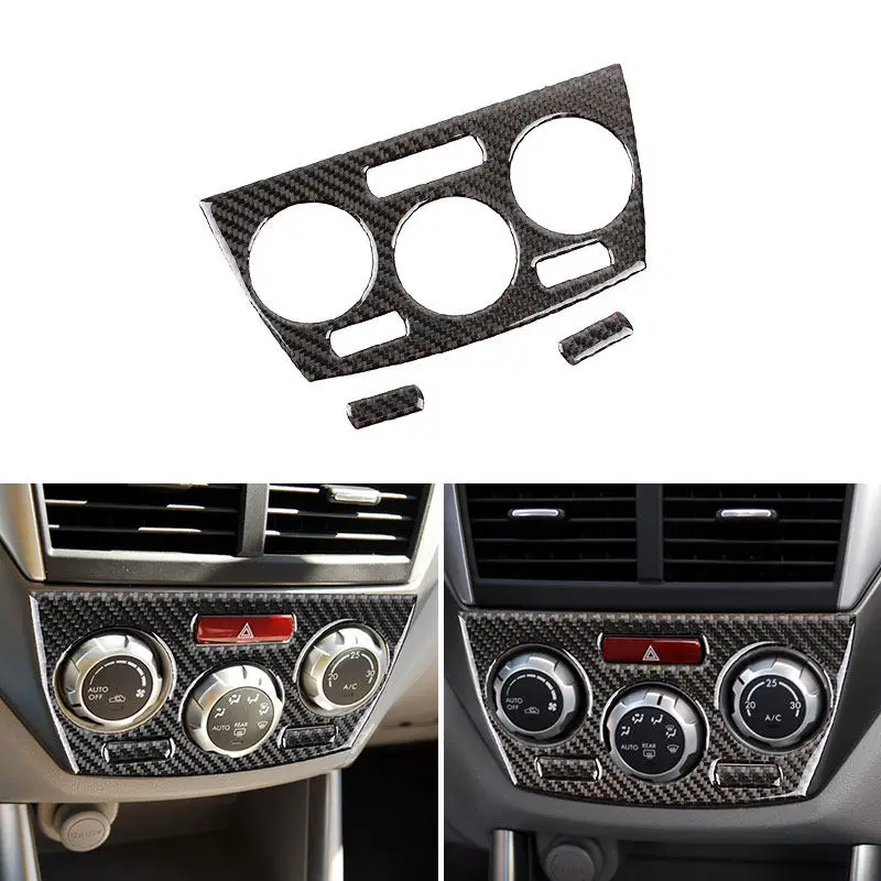 For Subaru Impreza 2009 2010 2011 Car Accessories Central Air Conditioning Knob Control Panel Frame Cover Soft Carbon Fiber Trim