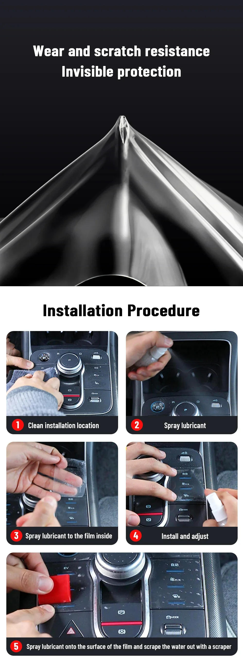 Auto-Innenraum Anti-Kratz-Schutzfolie für Mittelkonsole, Medien-Dashboard und Navigation aus TPU für CAOA CHERY TIGGO 5X PRO 2027 – Detail 4