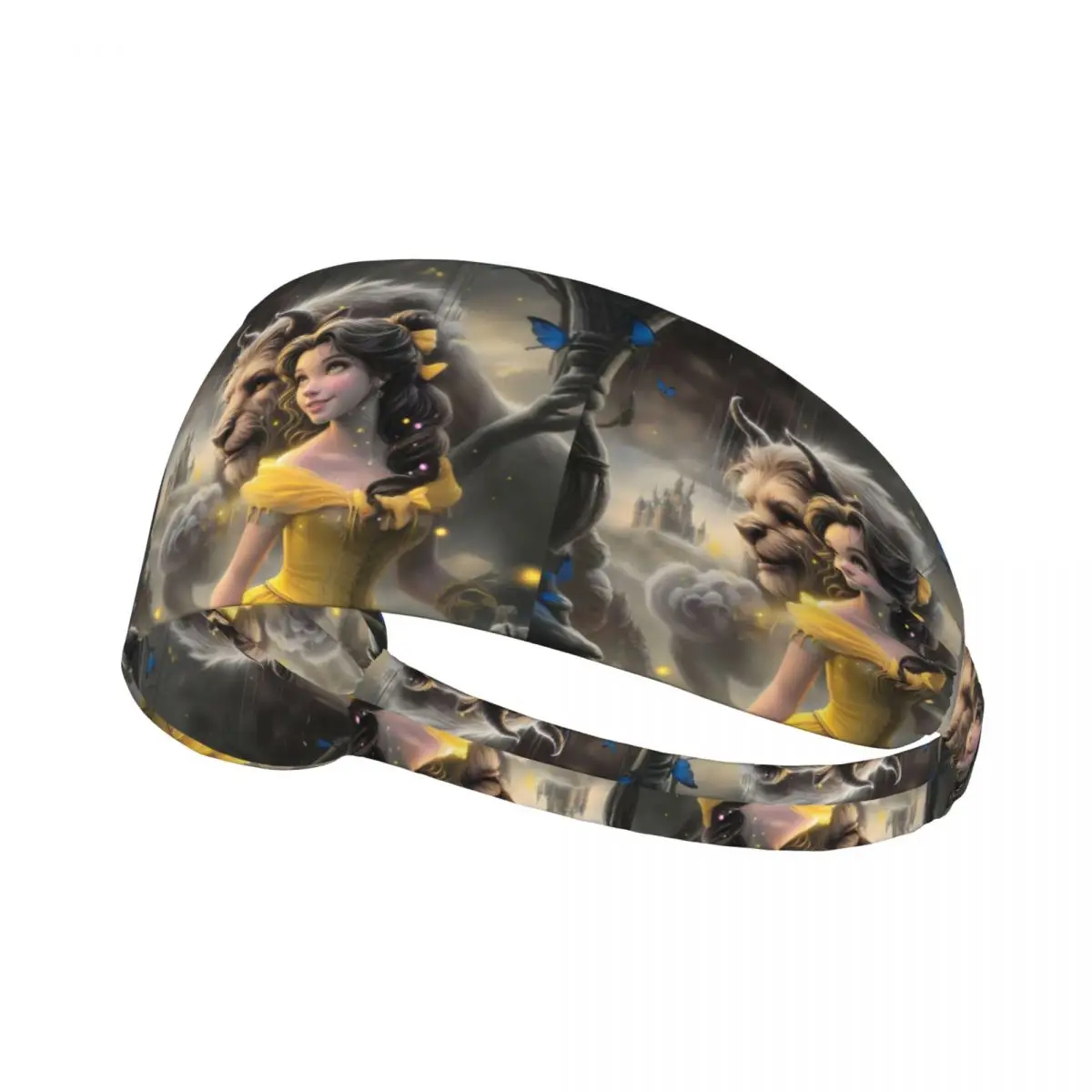 

Custom Anime Beauty And The Beast Sports Sweatbands for Basketball Cartoon Kawaii Romantic Fantasy Film Quick Drying Headband
