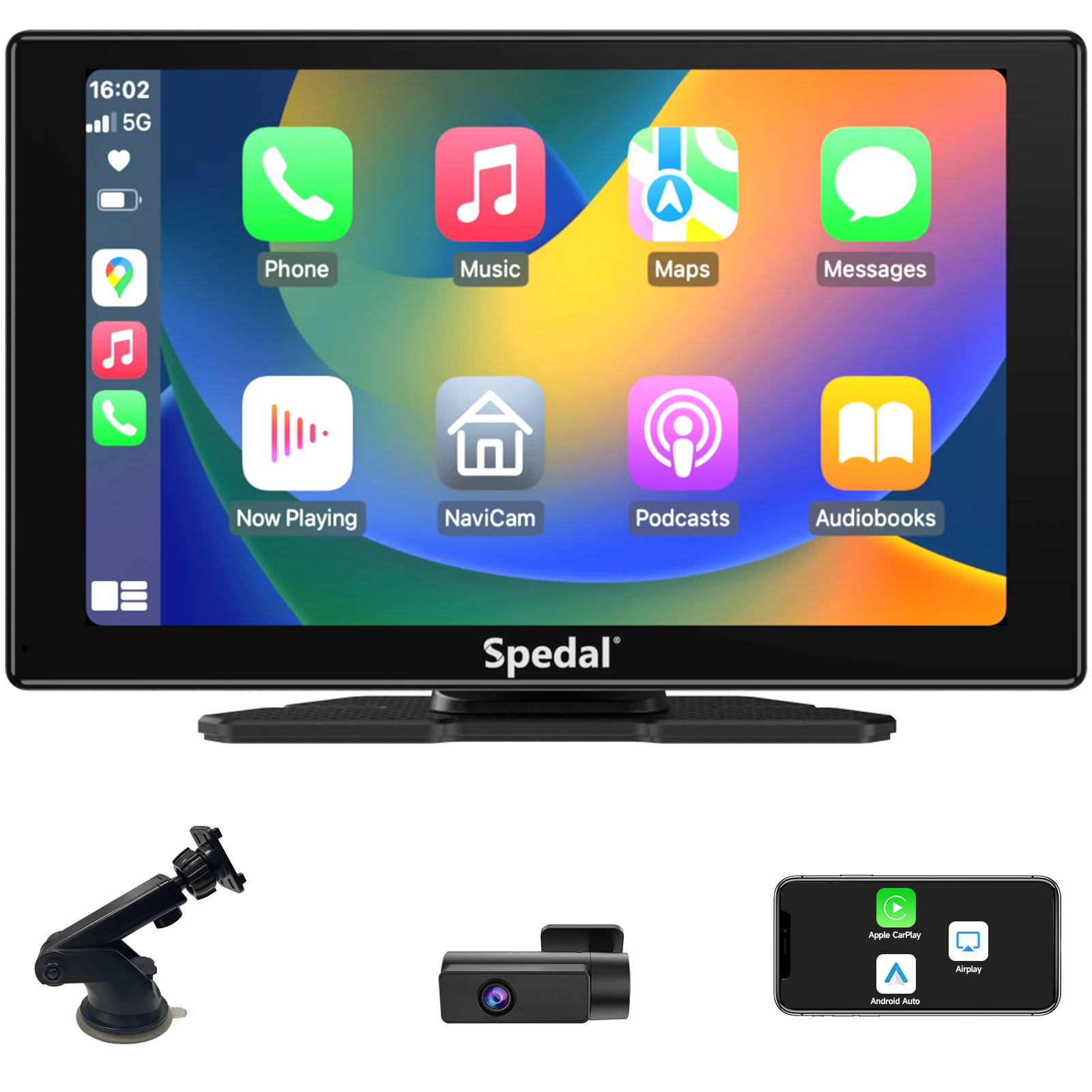Wireless Carplay & Android Auto, 9 Inch Portable Car Play Screen with 1080P Backup Camera, Navigation with Mirror Link