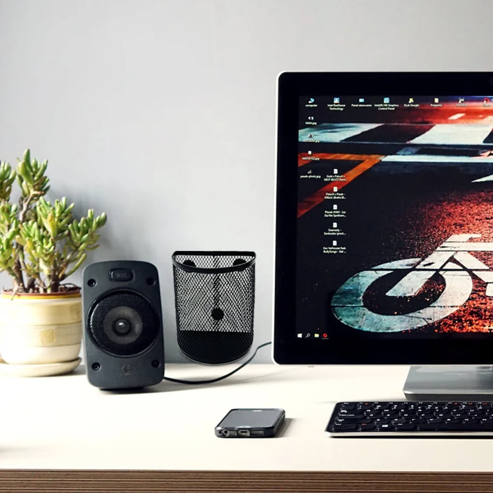 

2Pcs Magnetic Pen Container Iron Mesh Desktop Organizer Simple Style for Office Home School Stationery Holder Iron Pen Holder