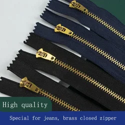 4# 10/13/18cm Brass Metal Zipper Tape Black And Blue Closed Self-locking Jeans Zipper Front Casual Pants Sewing Accessories
