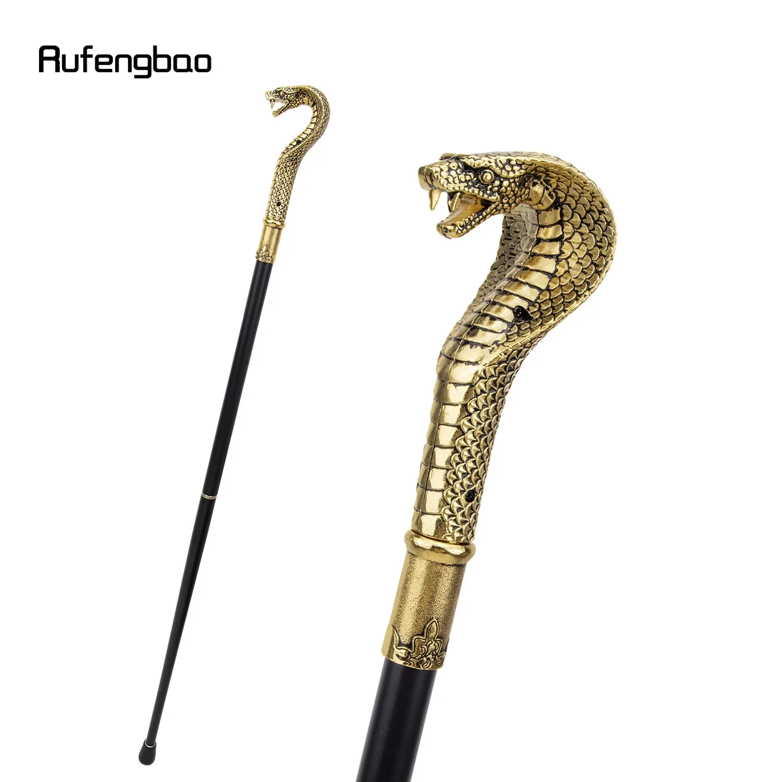 Bastón con mango de serpiente de lujo para caminar, bastón decorativo de moda para fiesta, perilla Crosier elegante, 93cm, color dorado y negro