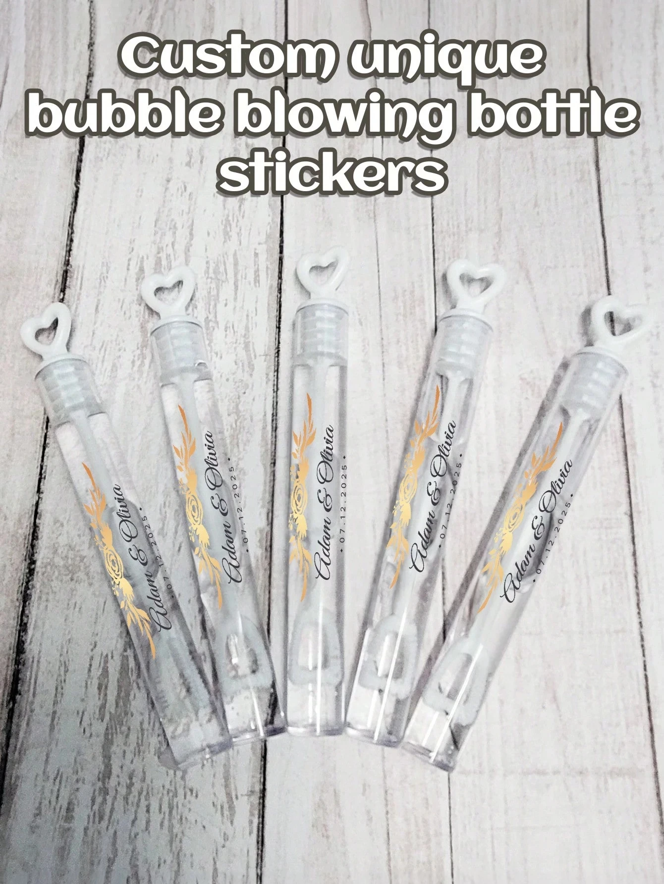 Wedding Bubble Tube Wand Labels Personalized Custom Clear Transparent Stickers Wedding Essentials Crafts image 4
