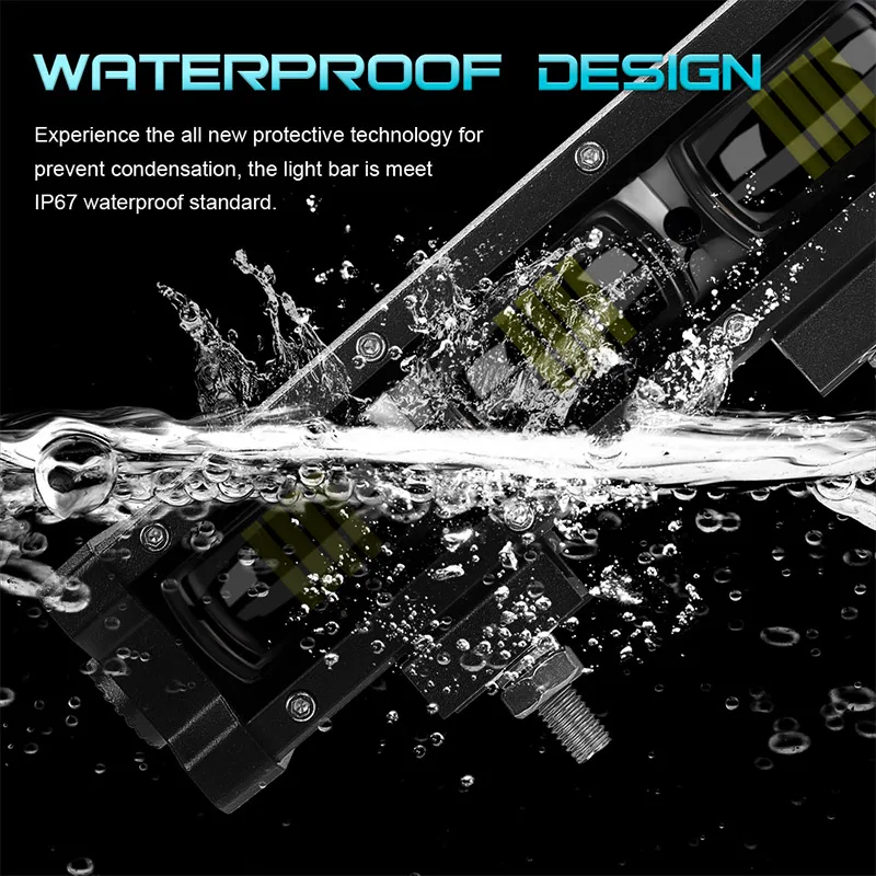 RACBOX-شريط إضاءة ليد صف واحد ، مصباح ضباب لسيارة جيب ، لادا للطرق الوعرة ، مركبة ، UTV ، UAZ ، مصباح قيادة العمل ، 12 فولت ، 24 فولت ، 8 "، 14" ، 20 "، عدسة 6D