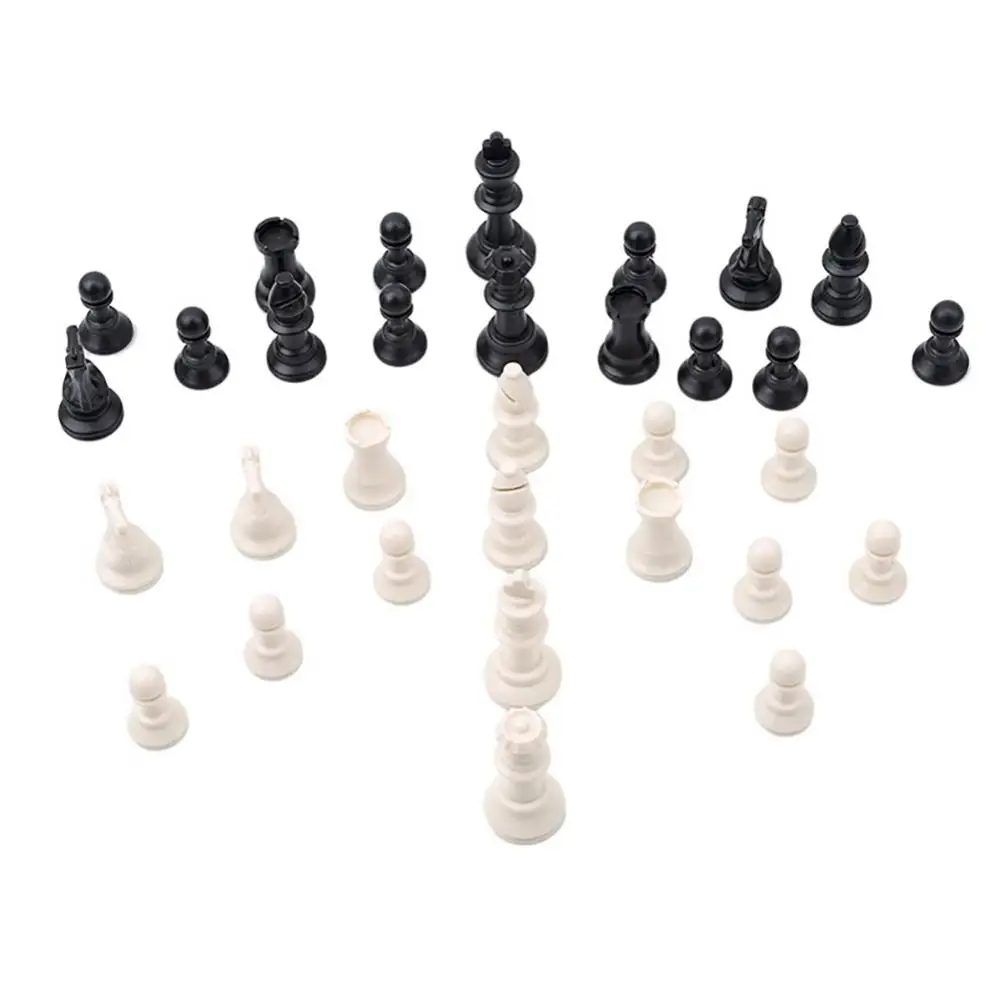 32Pcs/Set Plastic Chess Pieces Black White Medieval Chess Pieces Game Chessmen 65/75/95mm Internation Word Chess Accessories